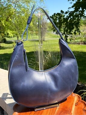 Portland Leather Nora Large Shoulder Bag Cowboy Blue Leather